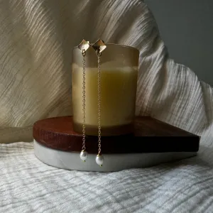 Square Long Pearl Drop Earrings