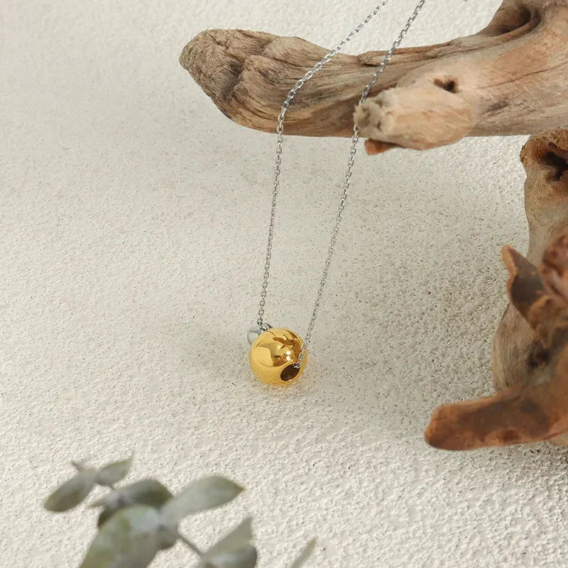 Stainless Steel Long Necklaces For Women Adjustable Sweater Chain Beads Ball Pendant Jewelry