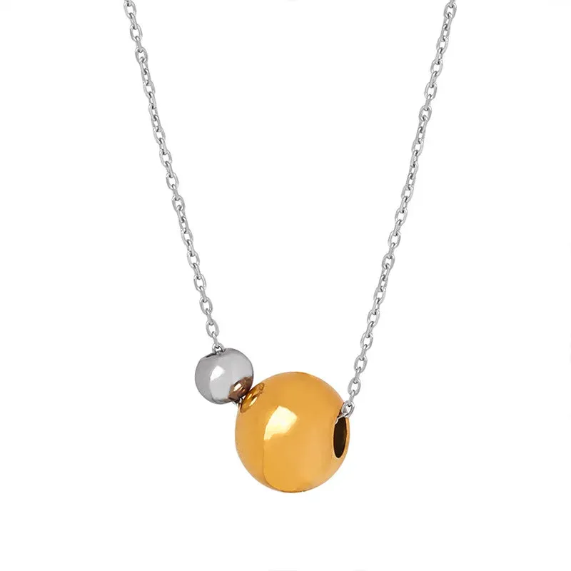 Stainless Steel Long Necklaces For Women Adjustable Sweater Chain Beads Ball Pendant Jewelry