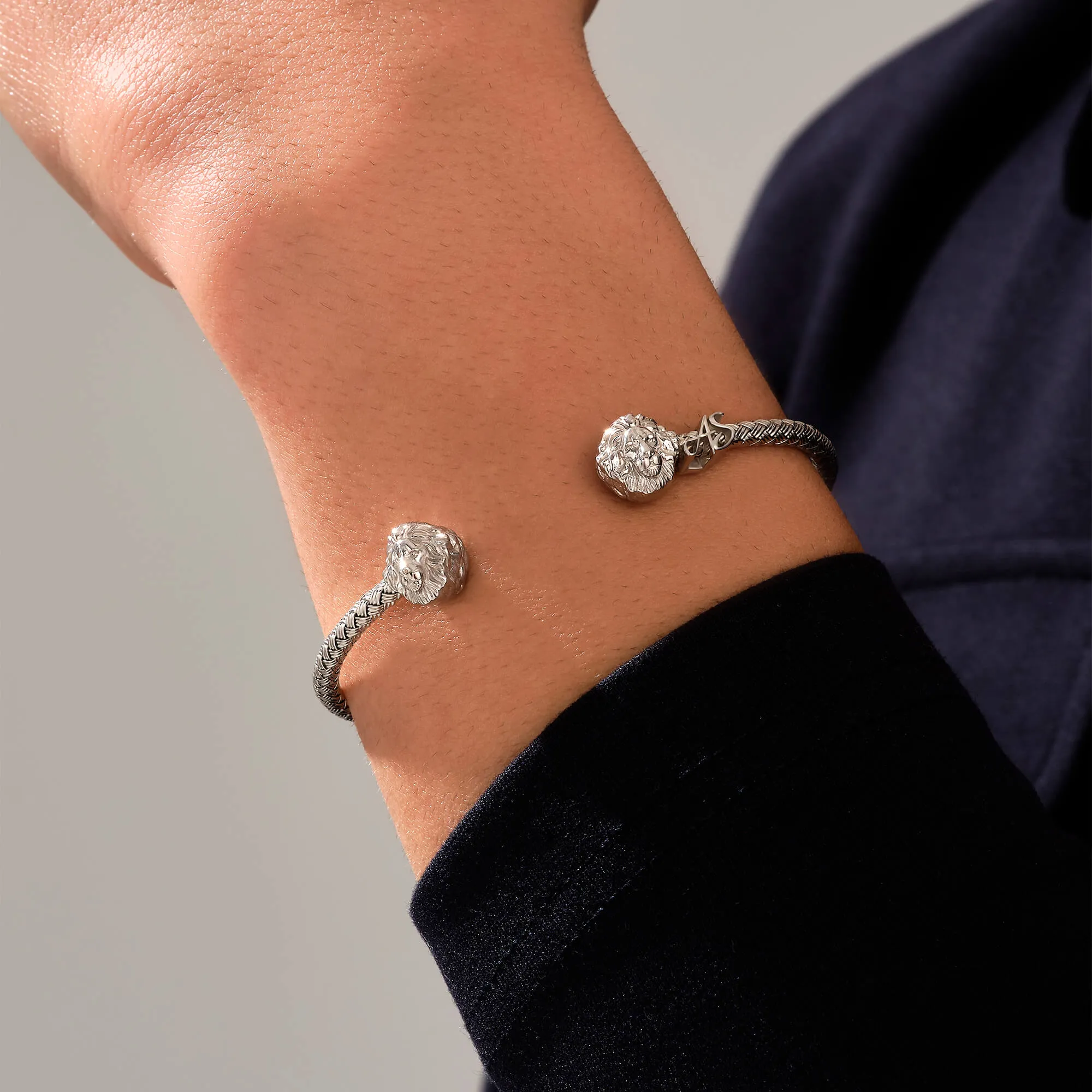 Statement Braided Leo Cuff Bracelet - Solid Silver