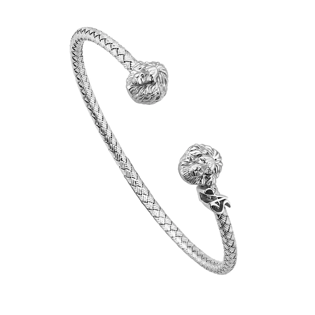 Statement Braided Leo Cuff Bracelet - Solid Silver
