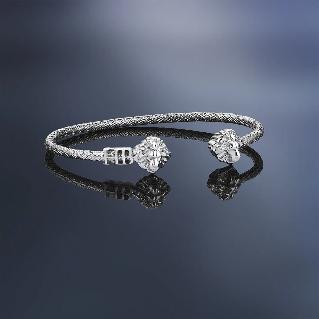 Statement Braided Leo Cuff Bracelet - Solid Silver