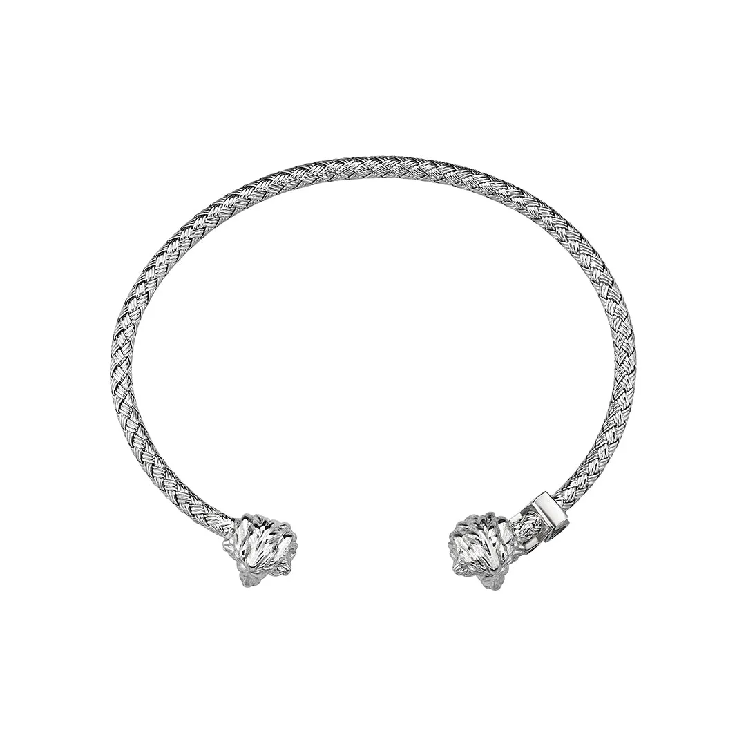 Statement Braided Leo Cuff Bracelet - Solid Silver