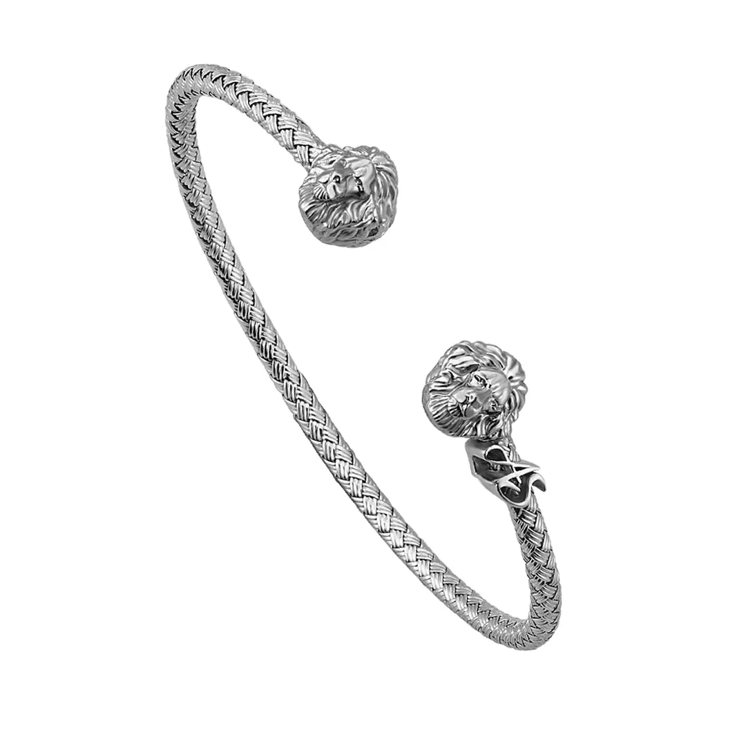 Statement Braided Leo Cuff Bracelet - Solid Silver
