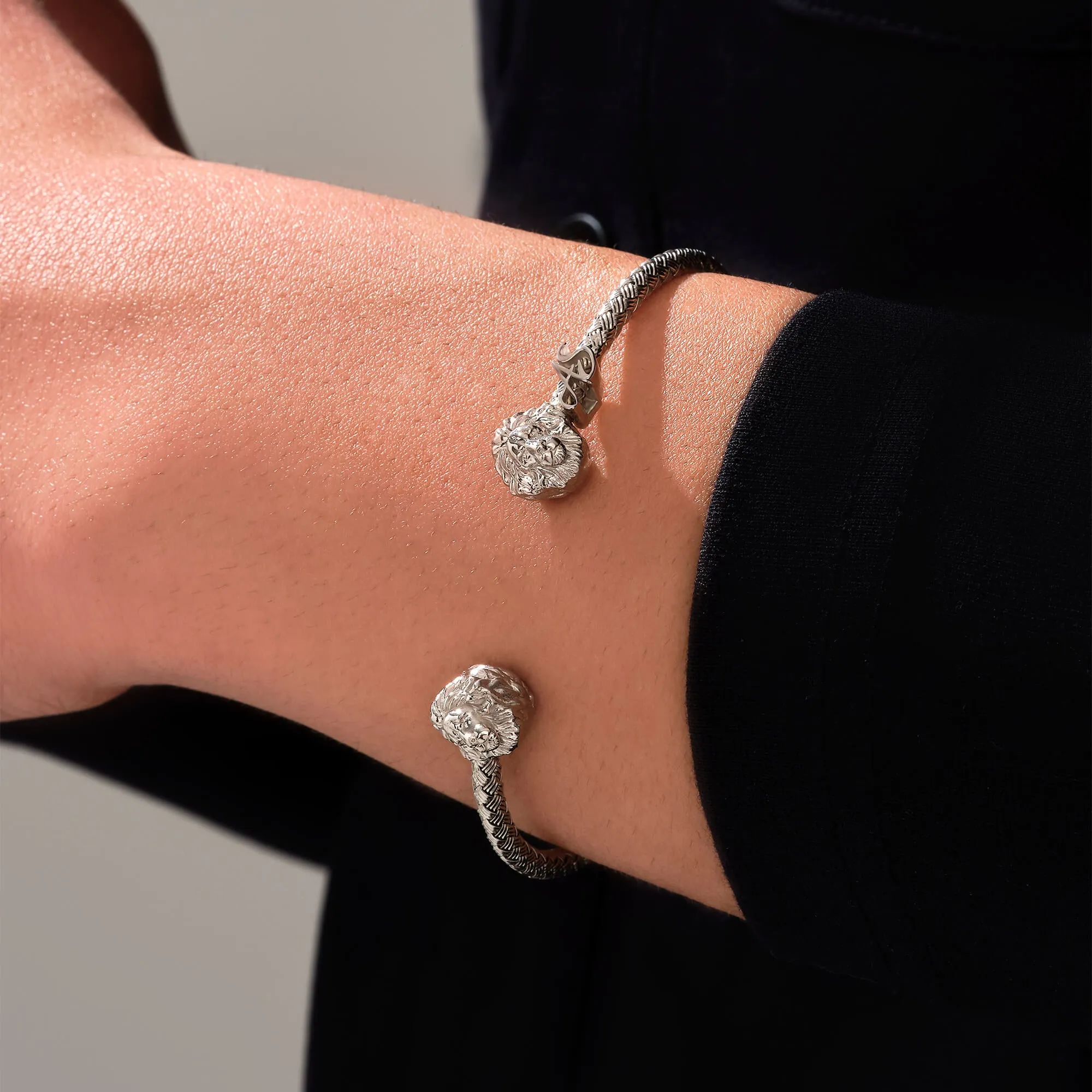 Statement Braided Leo Cuff Bracelet - Solid Silver