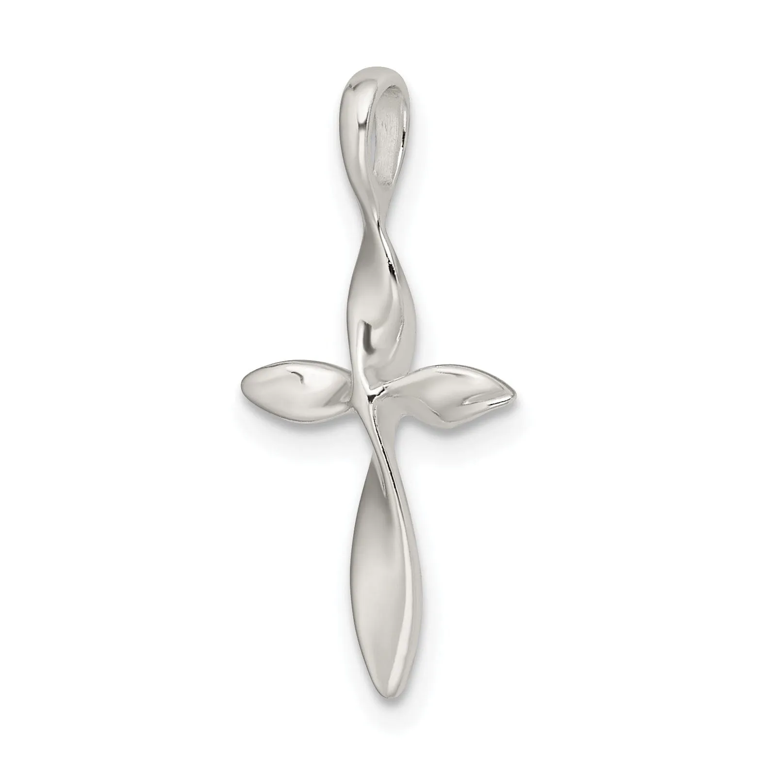 Sterling Silver Polished Twisted Cross Pendant