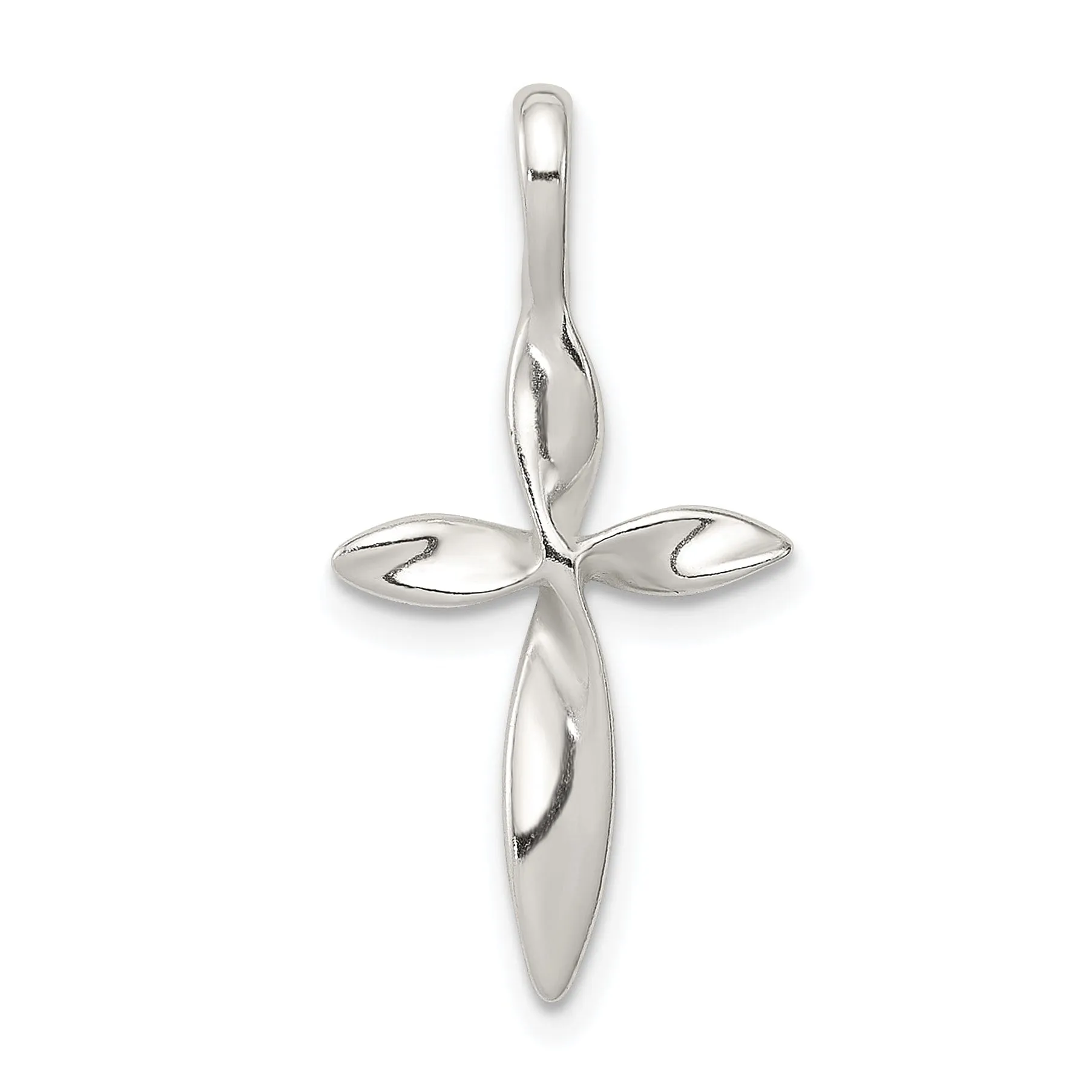 Sterling Silver Polished Twisted Cross Pendant