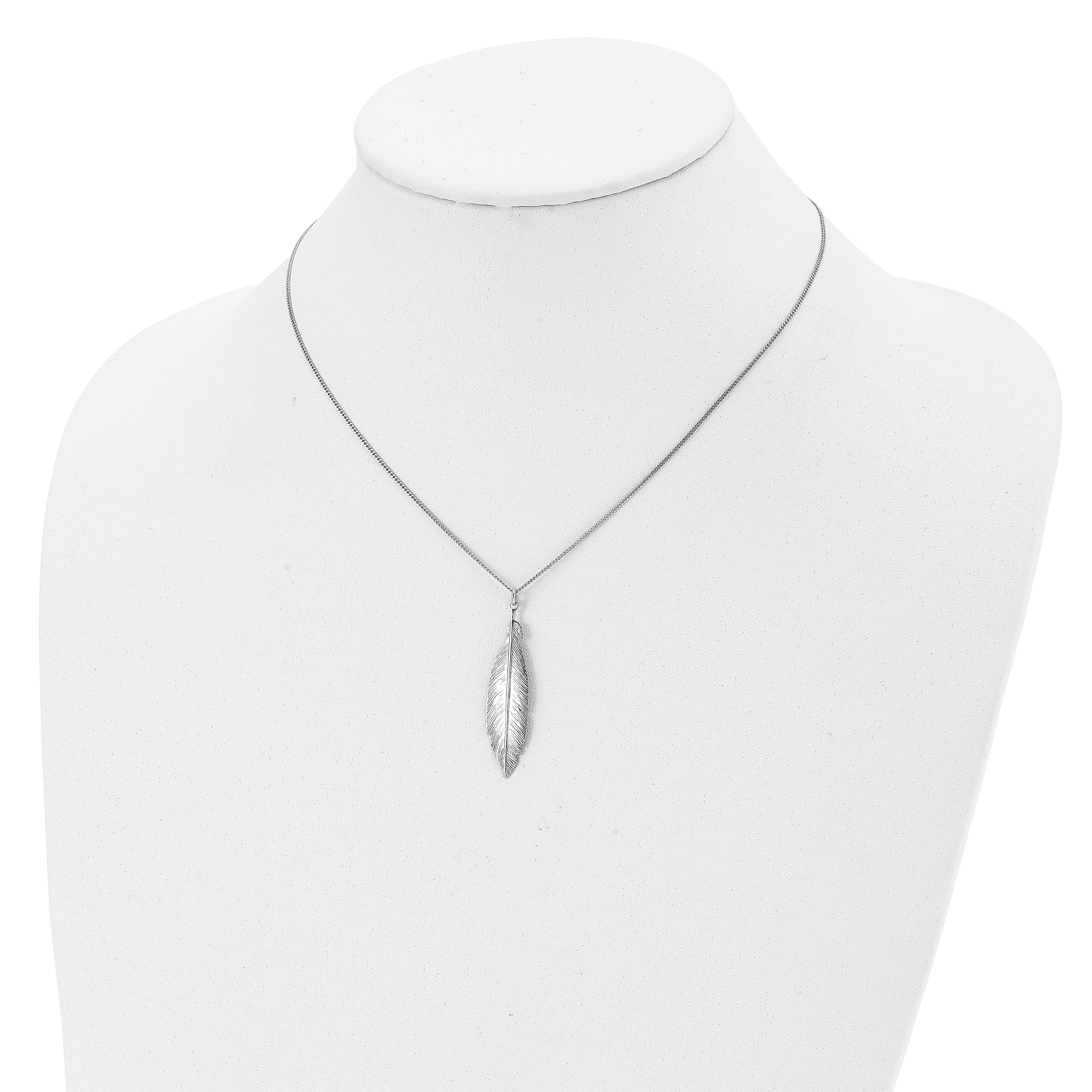 Sterling Silver Rhodium Leaf Necklace