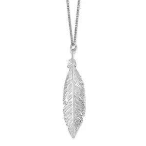 Sterling Silver Rhodium Leaf Necklace