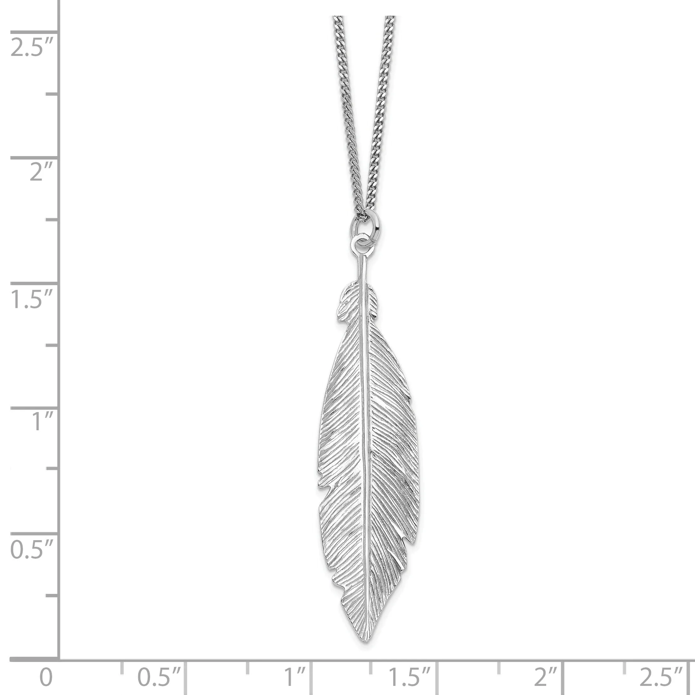 Sterling Silver Rhodium Leaf Necklace