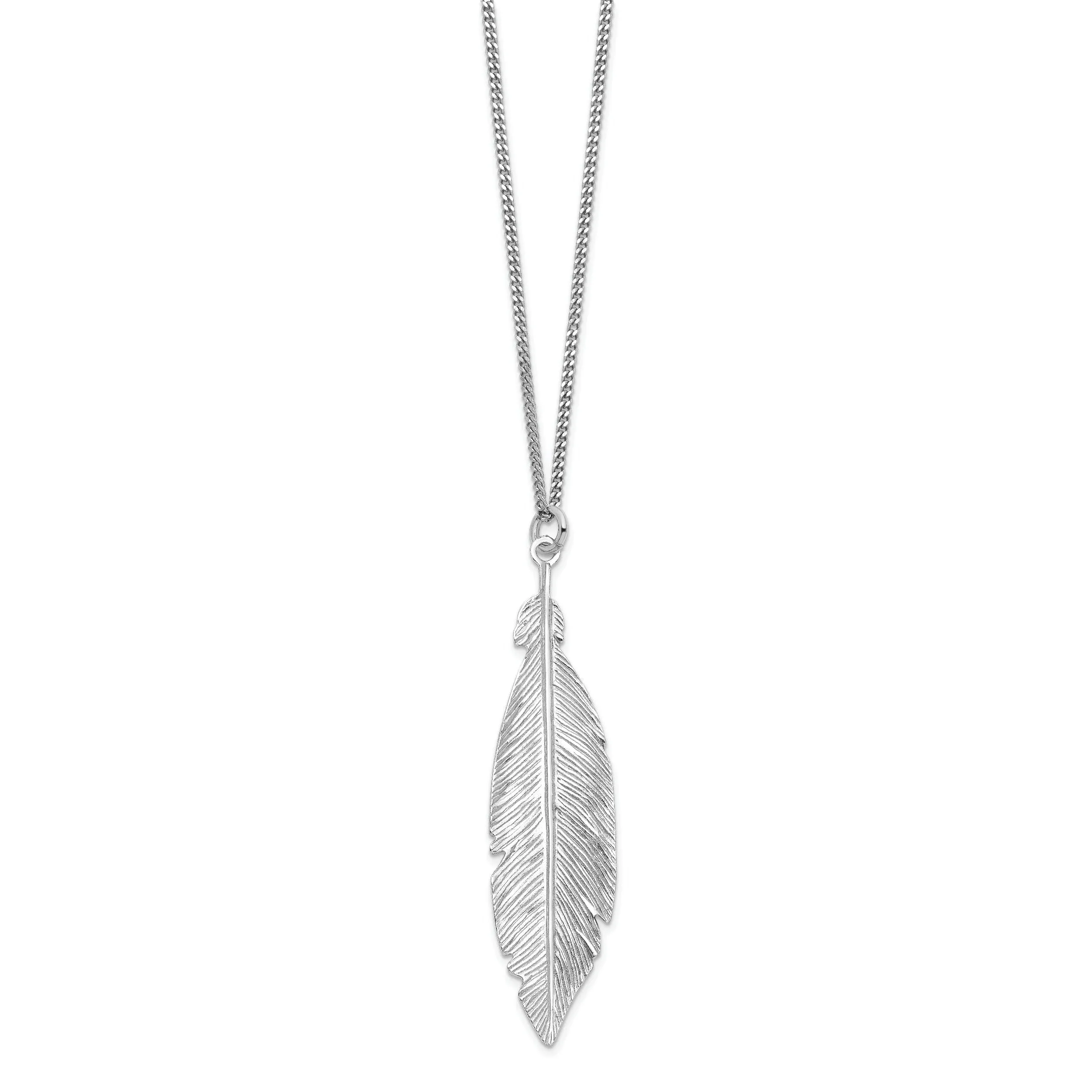 Sterling Silver Rhodium Leaf Necklace