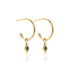 Superfine / Earrings / Keepsake Hoop / Black Spinel   Gold