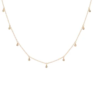 Teardrop Diamond Choker Necklace in 14k Rose Gold