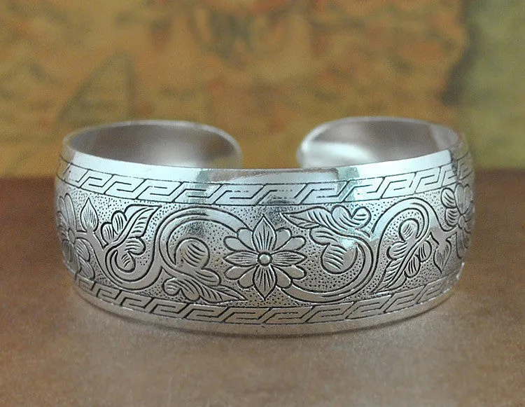 Tibetan Jewelry Vintage Silver Bangles Antique Tibetan Silver Cuff Bracelets