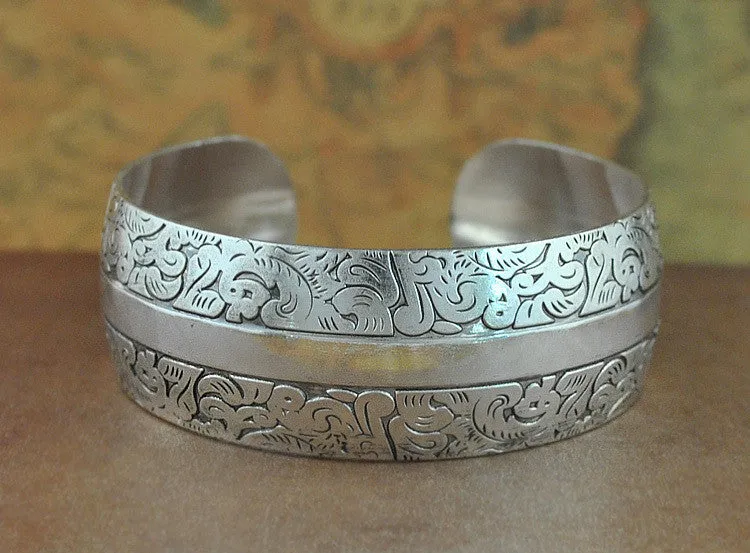 Tibetan Jewelry Vintage Silver Bangles Antique Tibetan Silver Cuff Bracelets