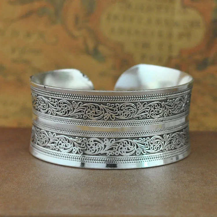 Tibetan Jewelry Vintage Silver Bangles Antique Tibetan Silver Cuff Bracelets