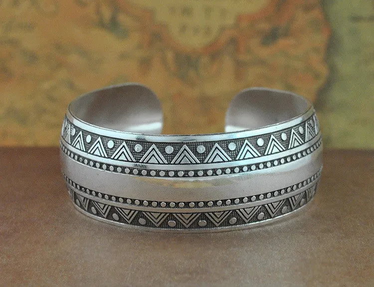 Tibetan Jewelry Vintage Silver Bangles Antique Tibetan Silver Cuff Bracelets