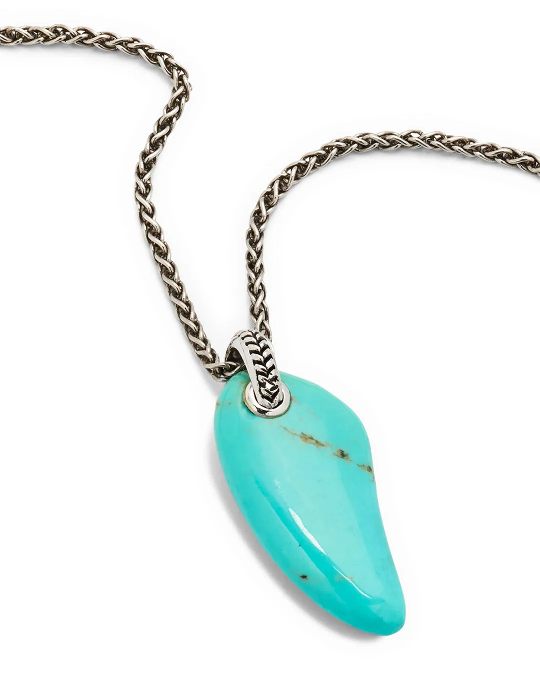 Turquoise Gemstone Horn Pendant Necklace