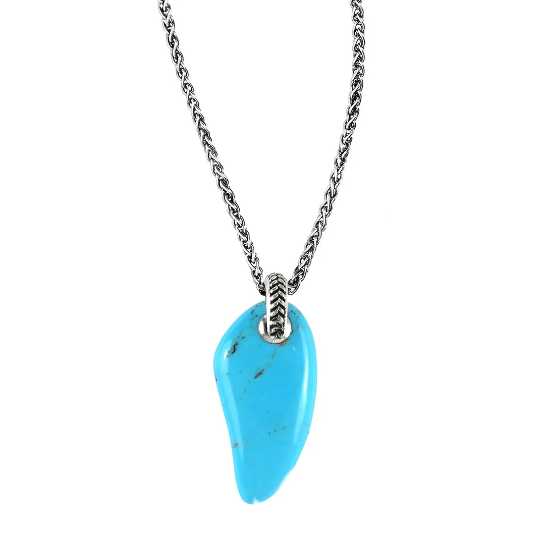 Turquoise Gemstone Horn Pendant Necklace