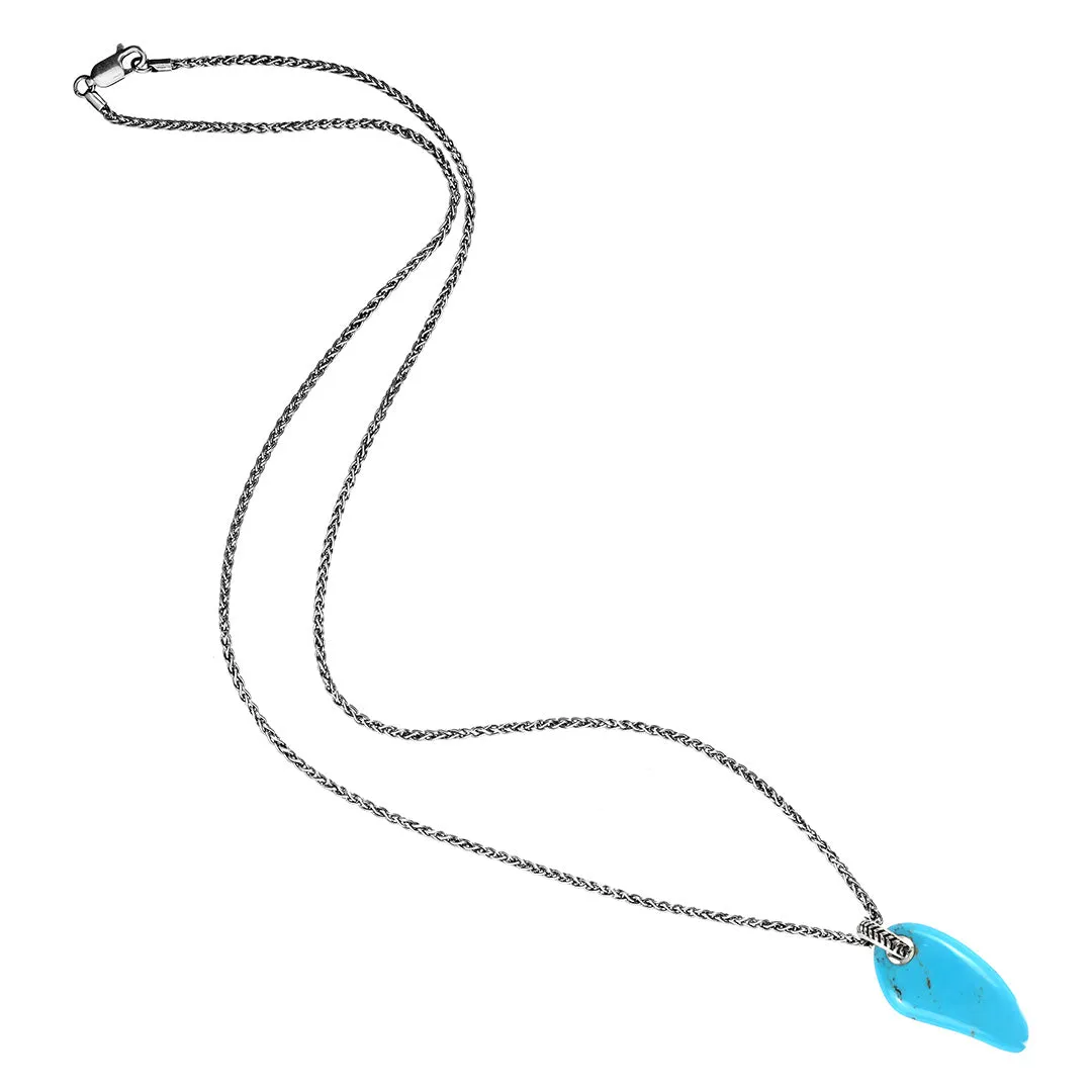 Turquoise Gemstone Horn Pendant Necklace