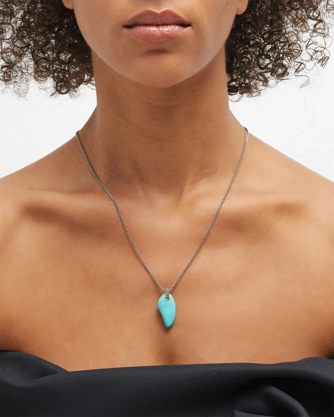 Turquoise Gemstone Horn Pendant Necklace