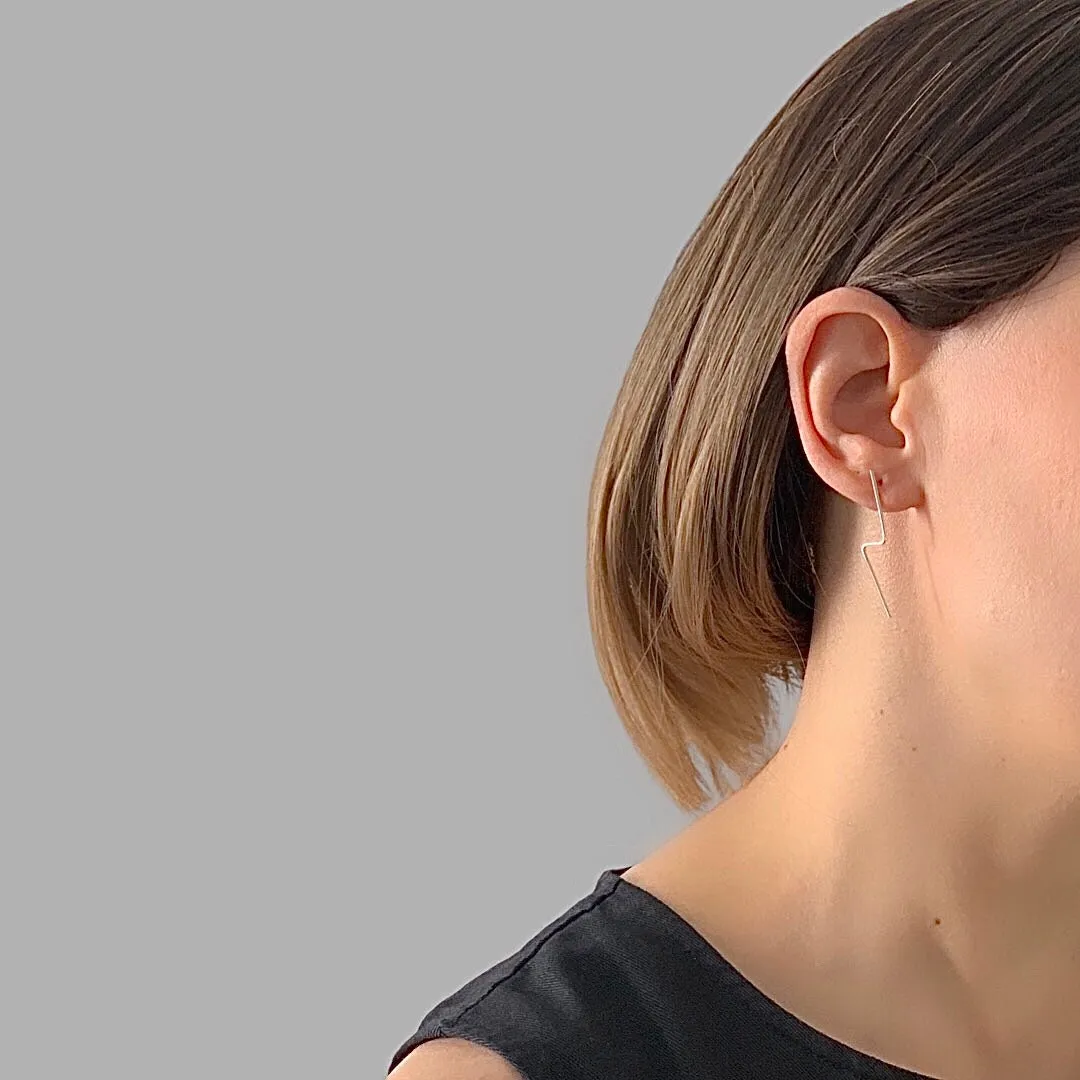 Unique studs earrings , statement, minimalist Silver earrings