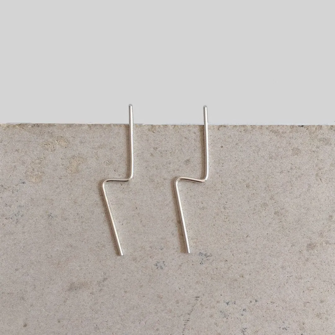 Unique studs earrings , statement, minimalist Silver earrings