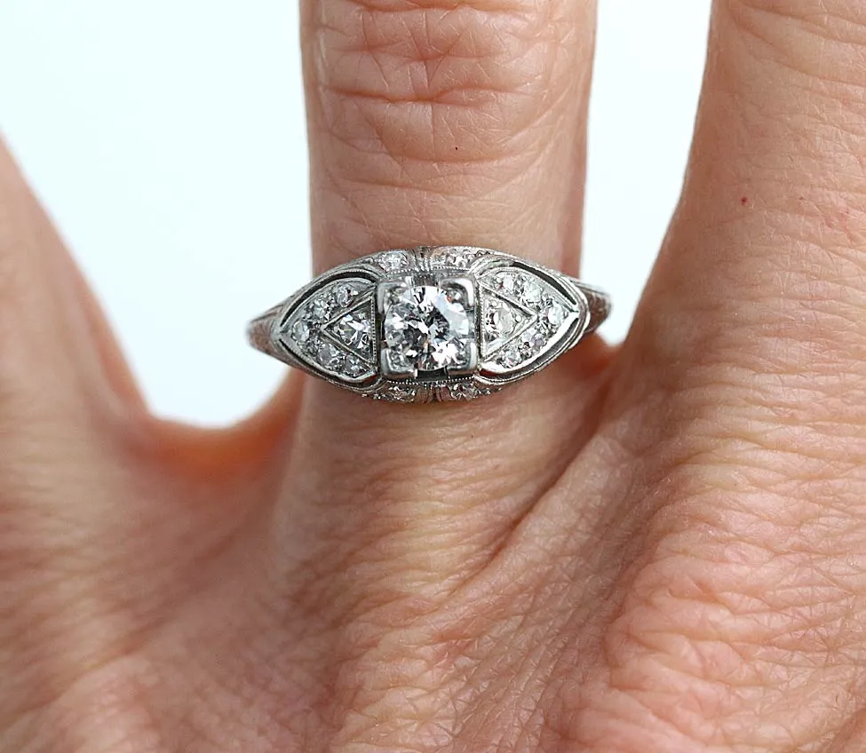Vintage Platinum Diamond Engagement Ring
