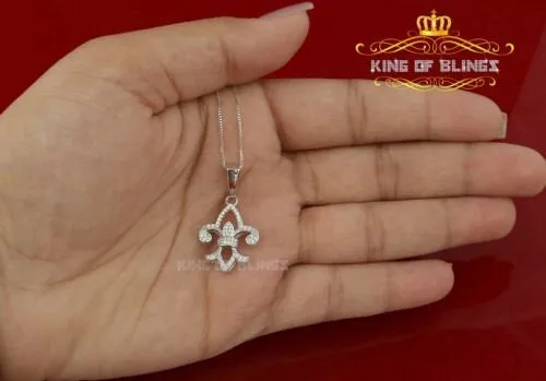 White Sterling Silver with Fleur de Lis Shape Pendant 0.57ct Cubic Zirconia