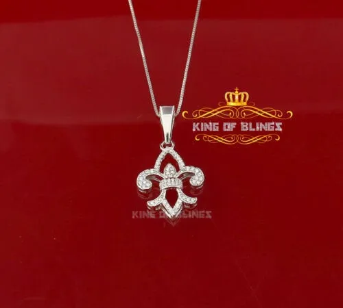White Sterling Silver with Fleur de Lis Shape Pendant 0.57ct Cubic Zirconia