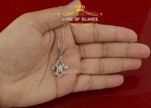 White Sterling Silver with Fleur de Lis Shape Pendant 0.57ct Cubic Zirconia