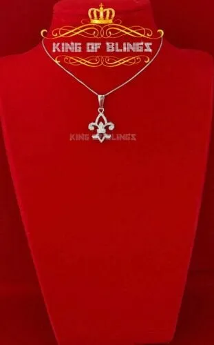 White Sterling Silver with Fleur de Lis Shape Pendant 0.57ct Cubic Zirconia