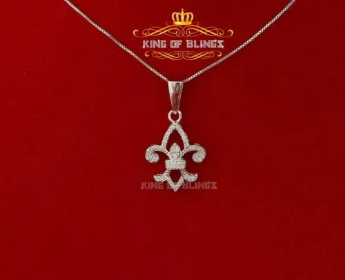 White Sterling Silver with Fleur de Lis Shape Pendant 0.57ct Cubic Zirconia