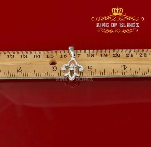 White Sterling Silver with Fleur de Lis Shape Pendant 0.57ct Cubic Zirconia