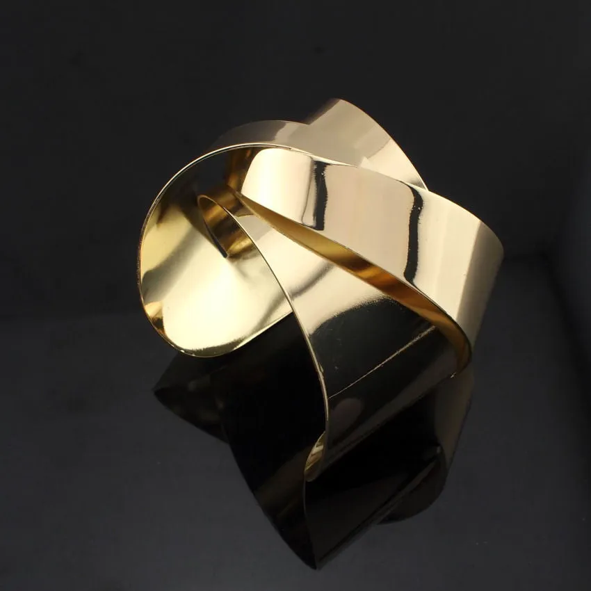 wide open surface metal wrap cuff bracelet bangle