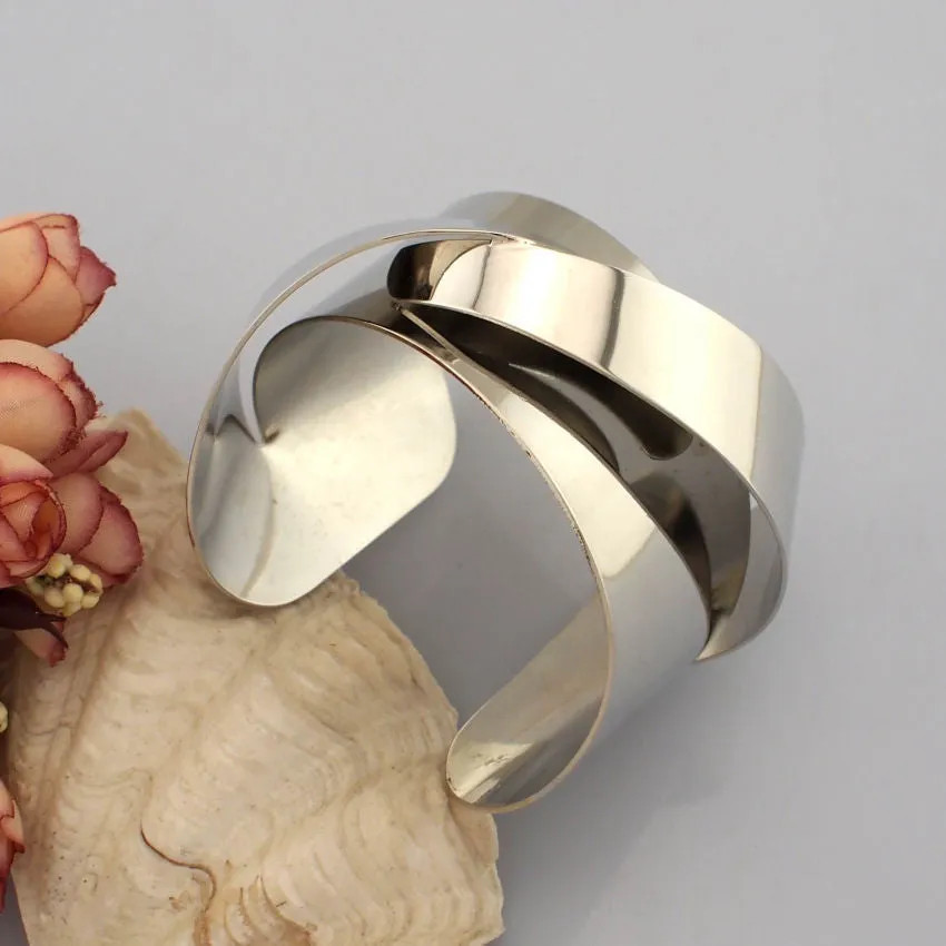 wide open surface metal wrap cuff bracelet bangle