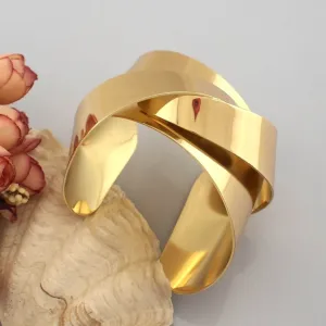 wide open surface metal wrap cuff bracelet bangle